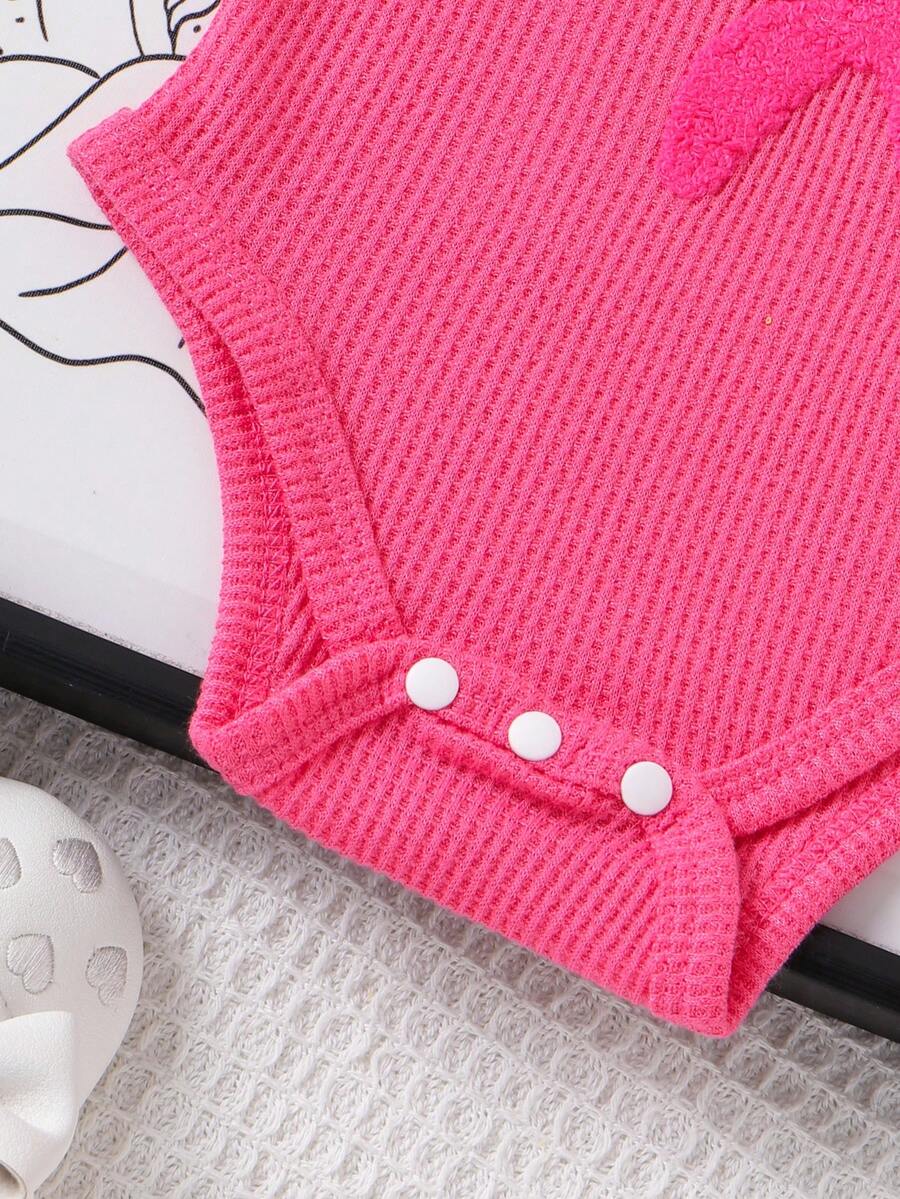 2pcs Embroidered Strap Bodysuit And Shorts Set Lightweight Summer Outfit For Baby Girls