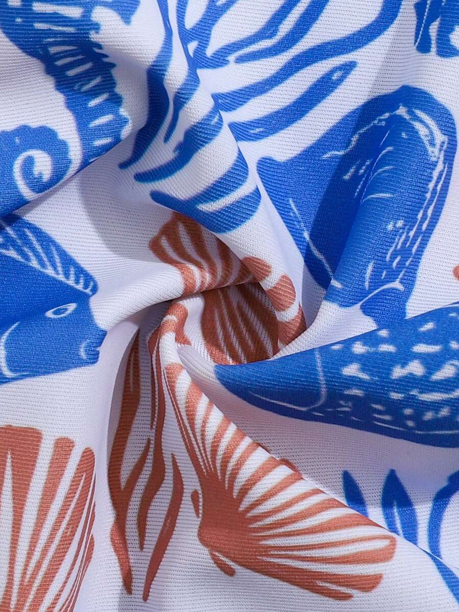 Baby Bow Print Long Sleeve One-Piece Swimsuit Set with Matching Swim Cap