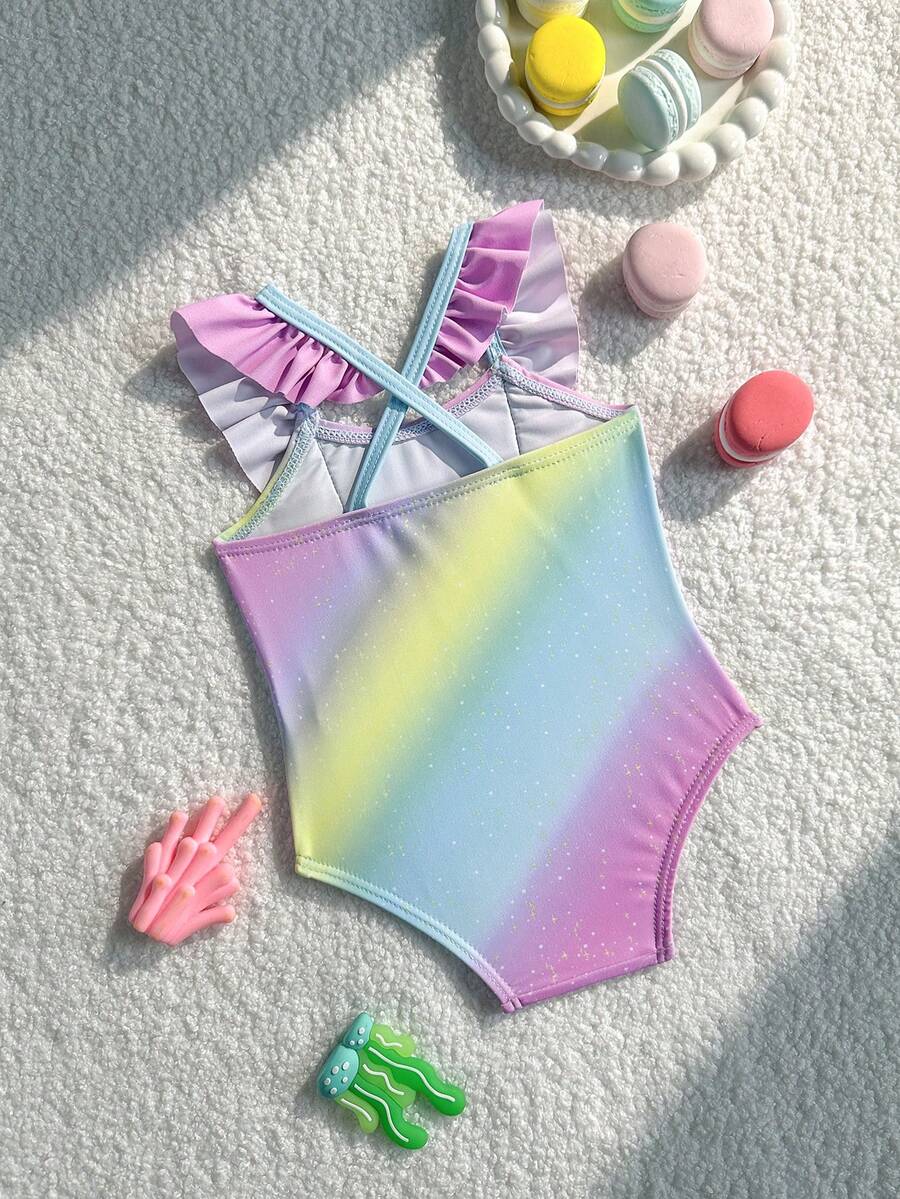 Baby Cherry Print Ruffle One-Piece Swimsuit for Vacation and Summer Play