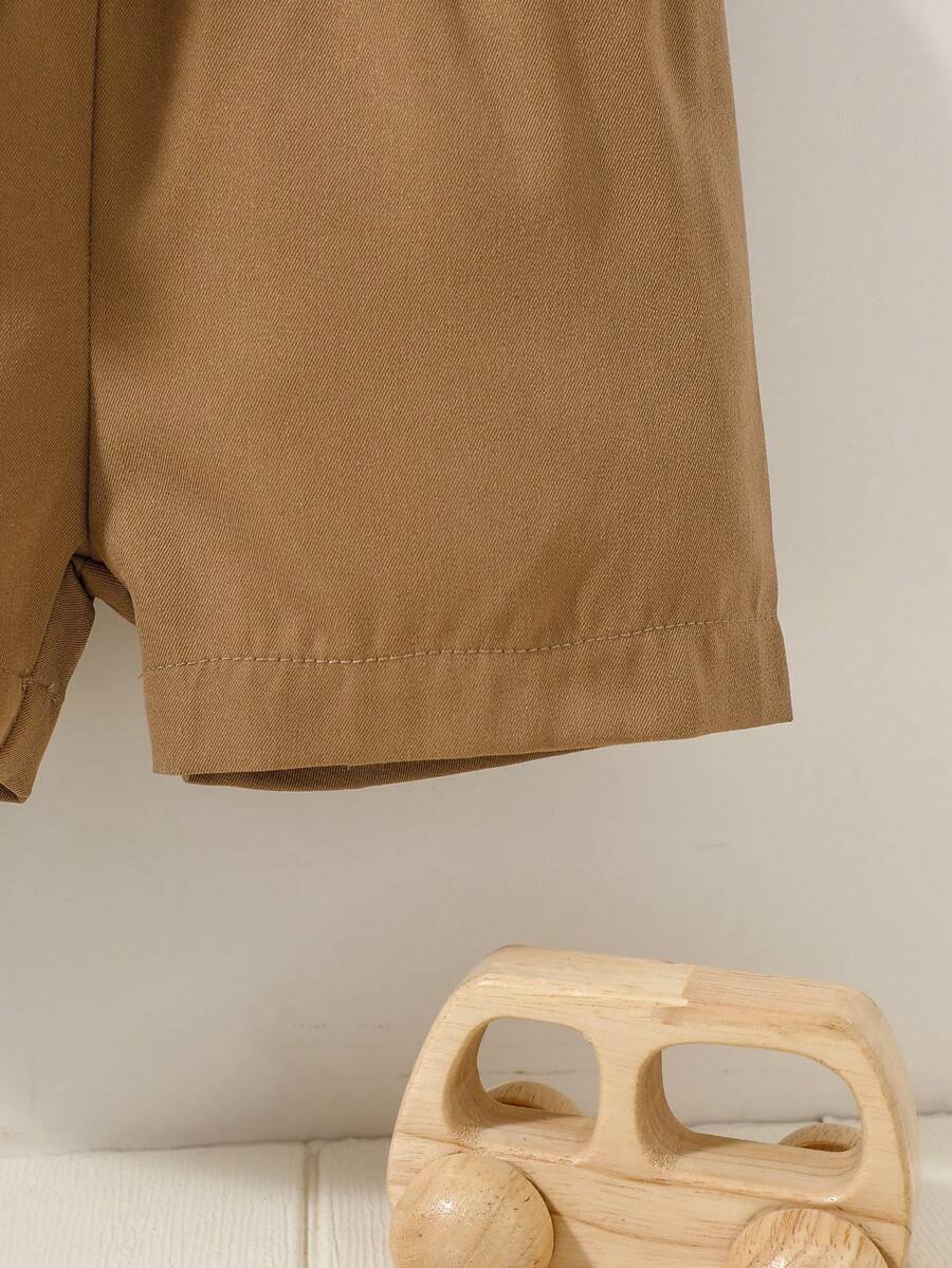 2PCS Baby Knitted Jacquard Shirt and Shorts Set for Casual Summer Outings