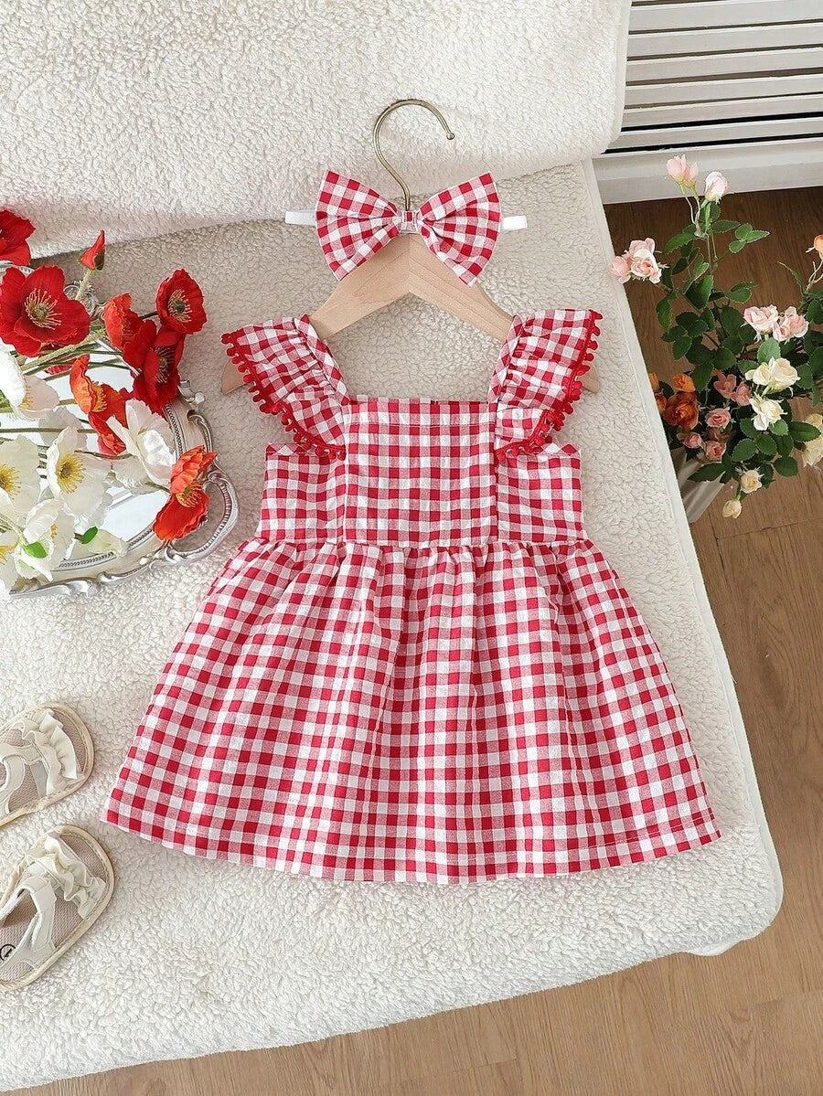 2PCS Baby Watercolor Floral Dress and Hairband Set for Cute Summer Outings