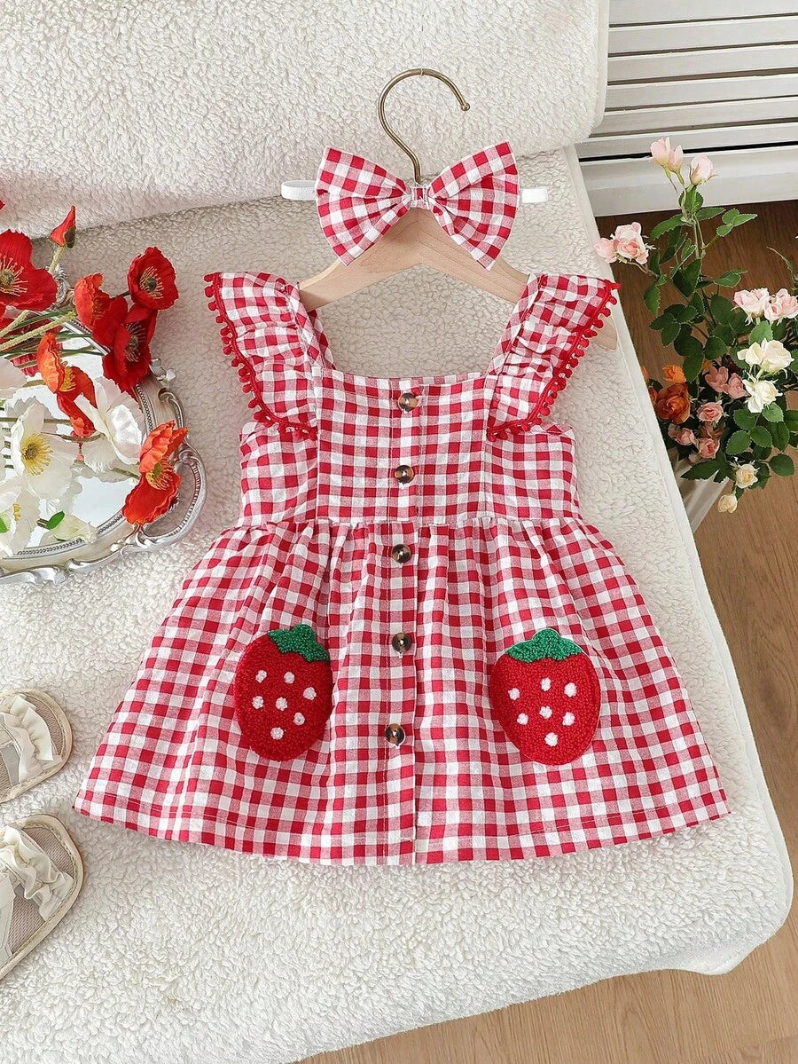 2PCS Baby Watercolor Floral Dress and Hairband Set for Cute Summer Outings