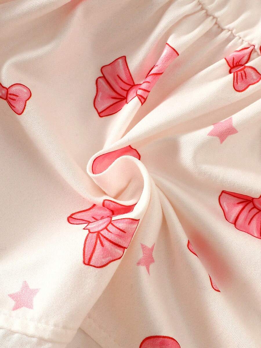 Baby Pink Heart Knit Dress with 3D Bow for Cute Daily and Outdoor Wear