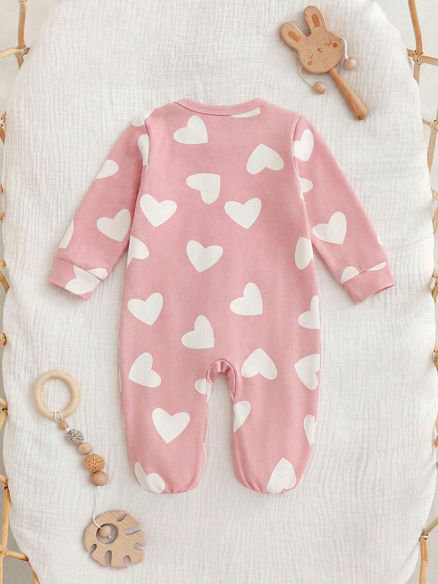 Floral Print Baby Girl Knit Romper with Long Sleeve Crew Neck Design