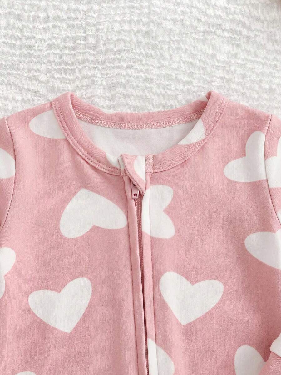 Floral Print Baby Girl Knit Romper with Long Sleeve Crew Neck Design
