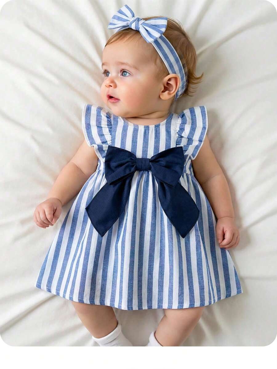 Baby Ditsy Floral Cinched Waist Dress for Cute Spring and Summer Wear