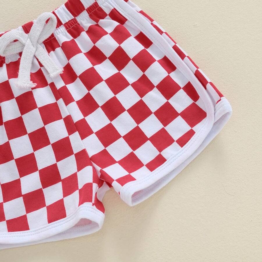 Independence Day Toddler Boys Flag Print T-Shirt & Checkerboard Shorts Set