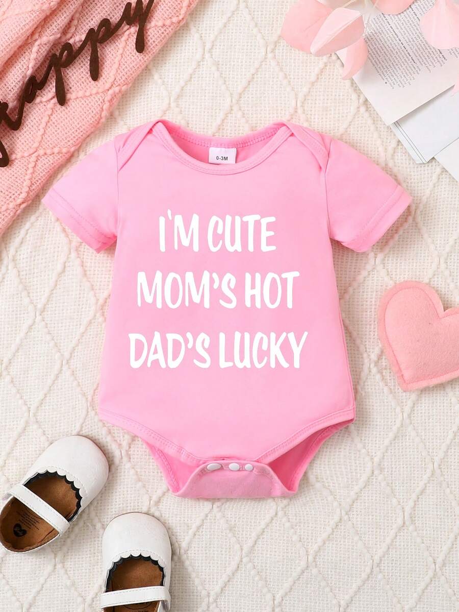 Letter Print Short Sleeve Baby Crawler for Cute Casual Daily Wear