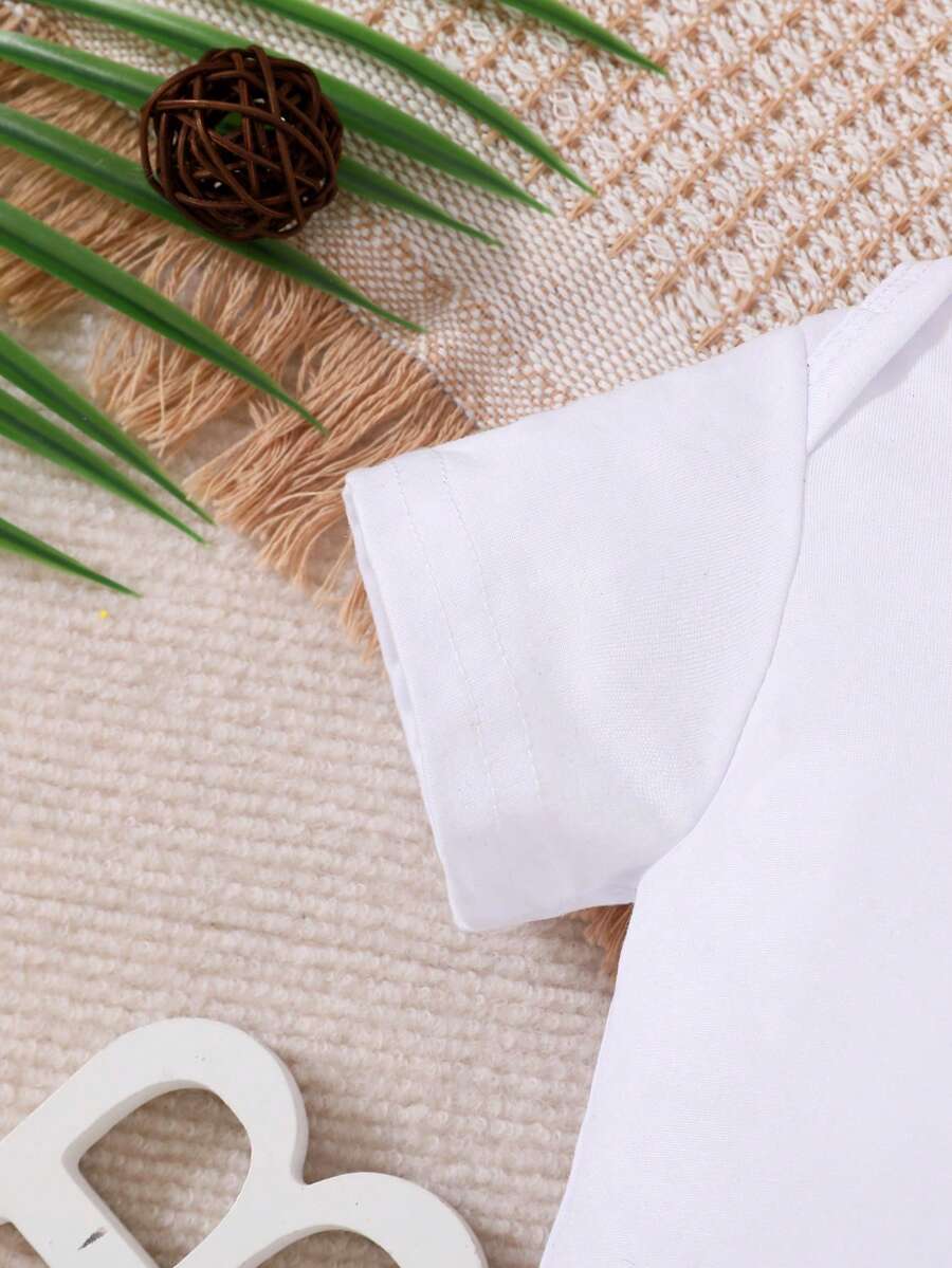 Letter Print Short Sleeve Baby Crawler for Cute Casual Daily Wear