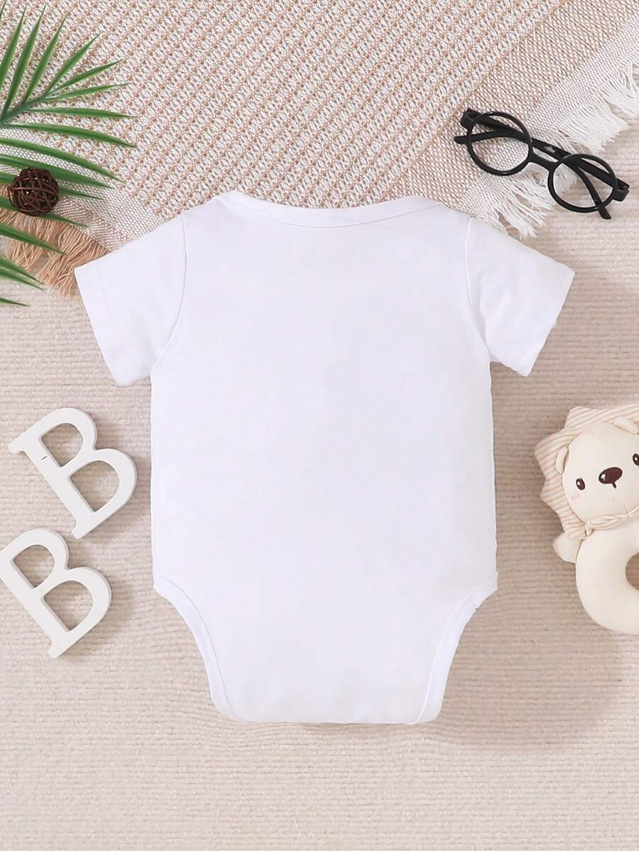 Letter Print Short Sleeve Baby Crawler for Cute Casual Daily Wear