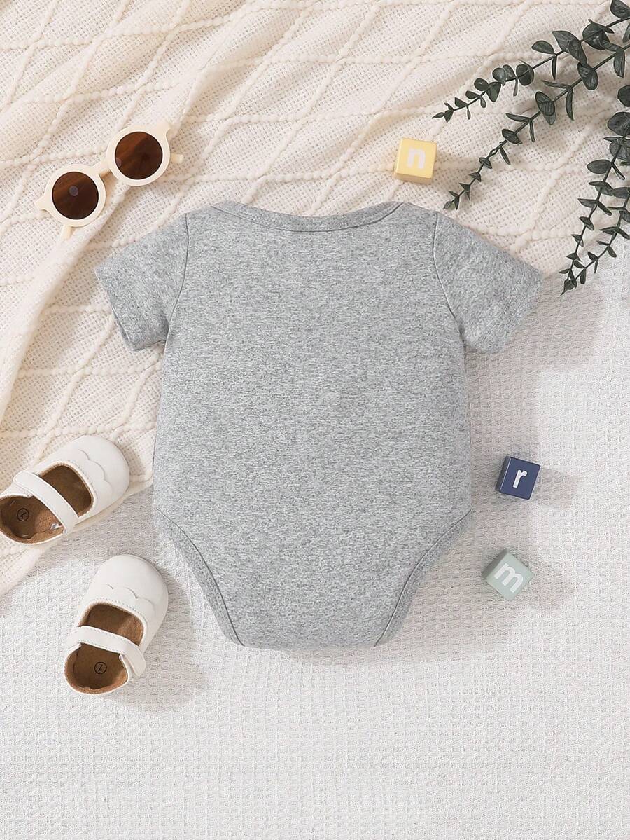 Letter Print Short Sleeve Baby Crawler for Cute Casual Daily Wear