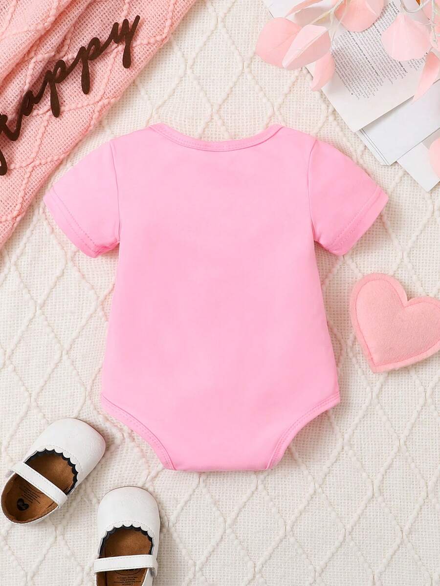 Letter Print Short Sleeve Baby Crawler for Cute Casual Daily Wear
