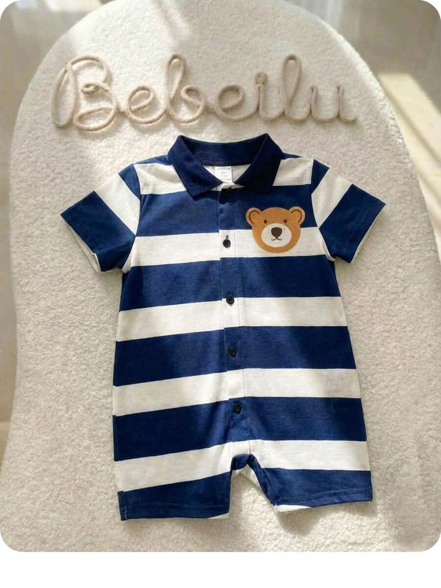 Baby Boy Plaid Short Sleeve Romper Formal Summer Outfit for Birthday Party Christening and Special Occasions