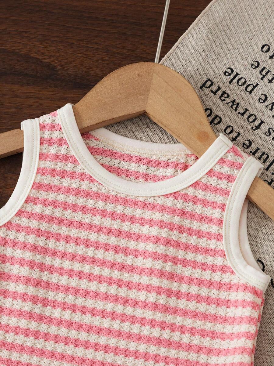 Two Piece Summer Clothing Set For Kids Girls Floral Knit Top And Shorts