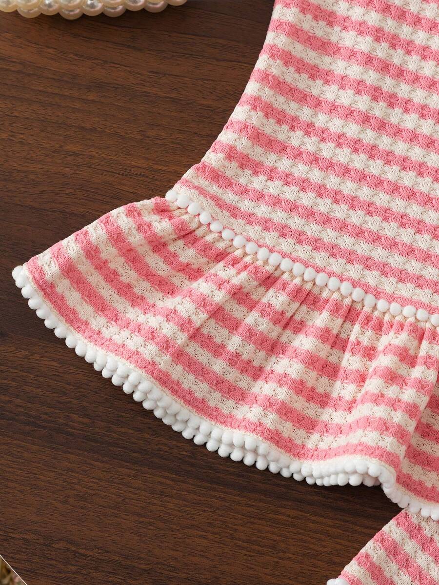 Two Piece Summer Clothing Set For Kids Girls Floral Knit Top And Shorts