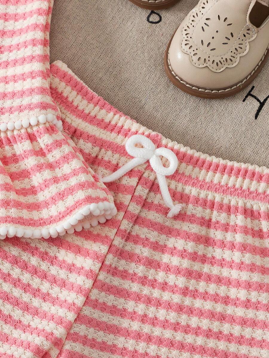 Two Piece Summer Clothing Set For Kids Girls Floral Knit Top And Shorts