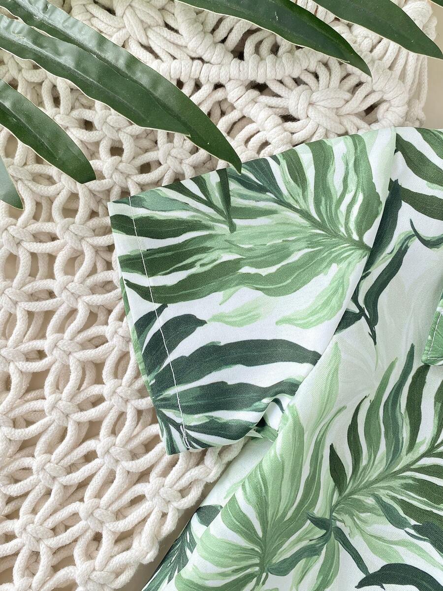 2pcs/Set Baby Boy Tropical Plant Pattern Vacation Outfit (6M-3T)