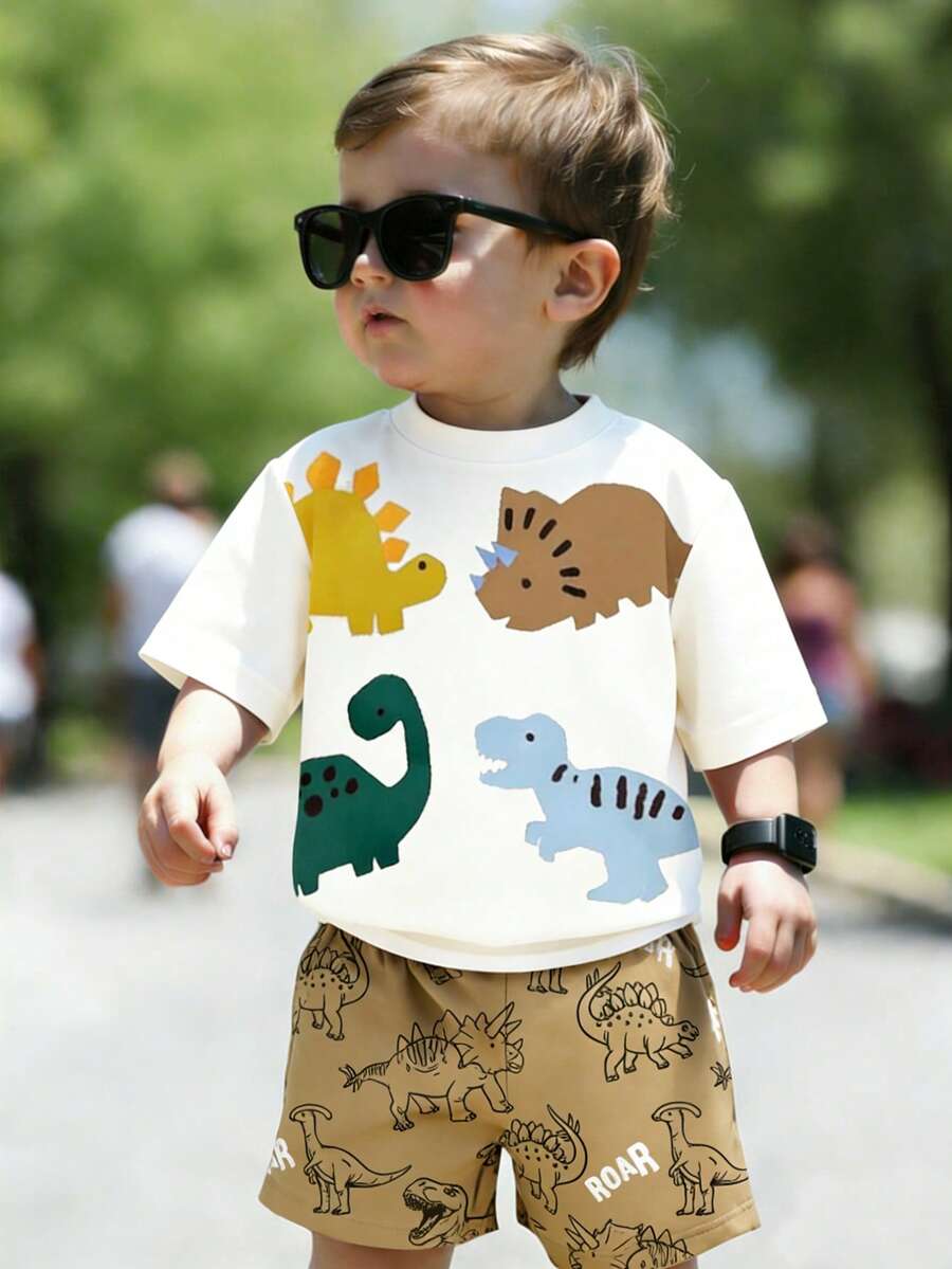 Cute Yellow GraphicGems Baby Boy Letter Print T-Shirt & Shorts Set