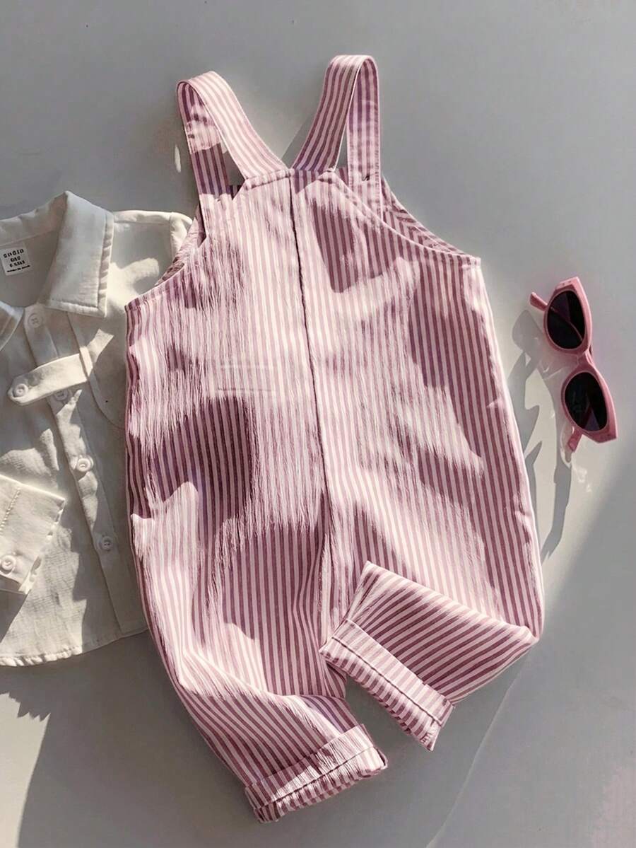 Striped Baby Boys Jumpsuit With Cartoon Bear Design Casual Kids Outfit