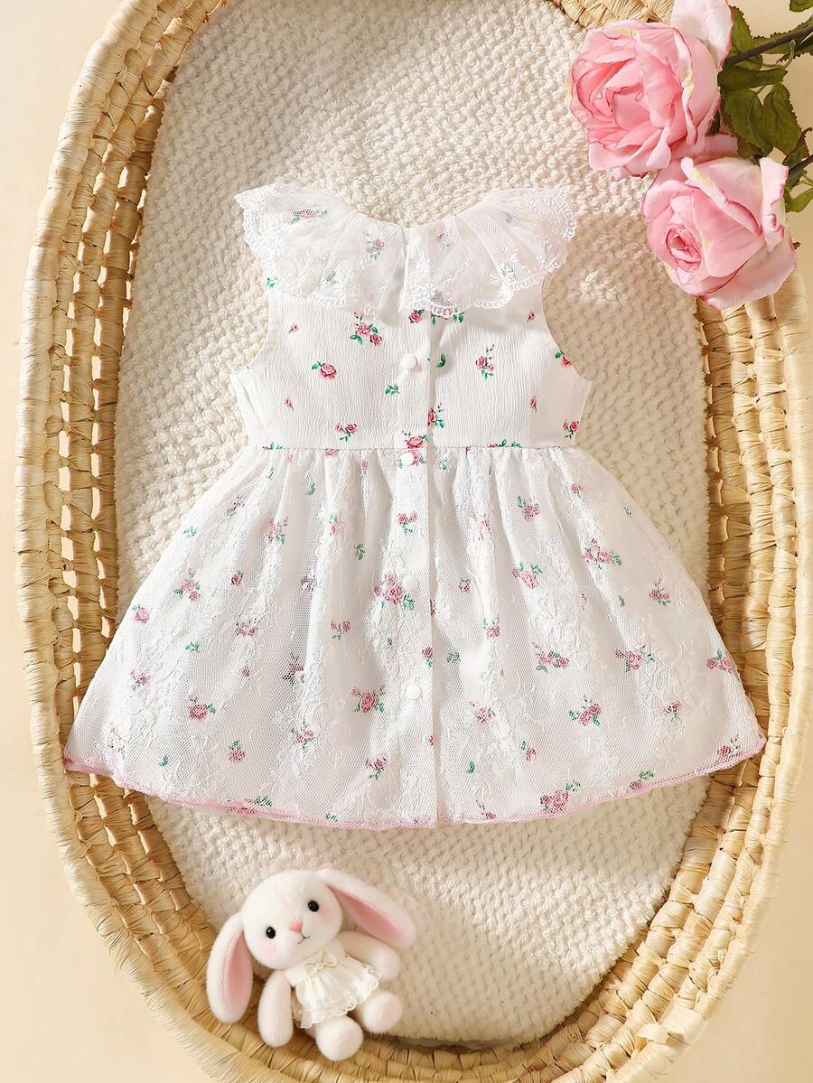Baby Lace Collar Mesh Dress for Spring and Summer Celebrations and Photoshoots