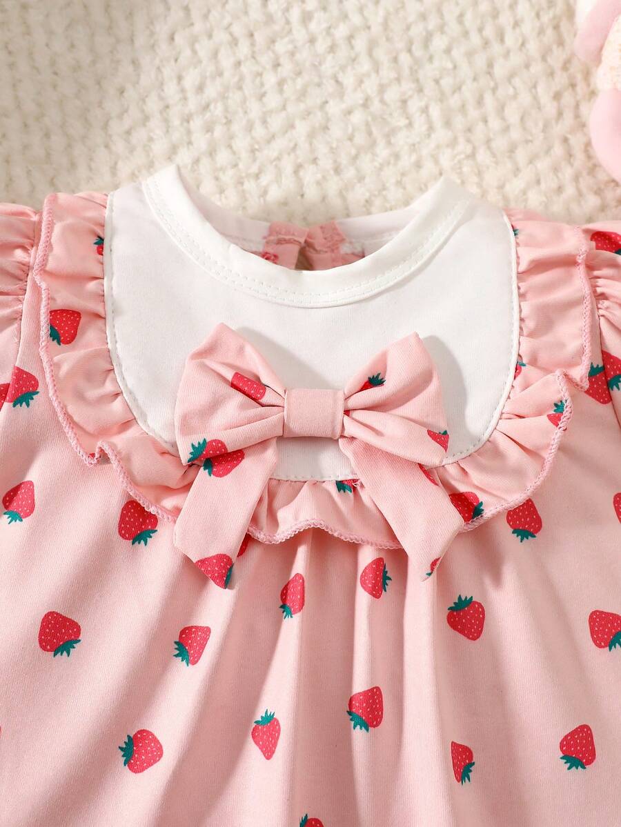 Baby Embroidered Bubble Sleeve Jumpsuit Shorts for Cute Summer Daily Wear