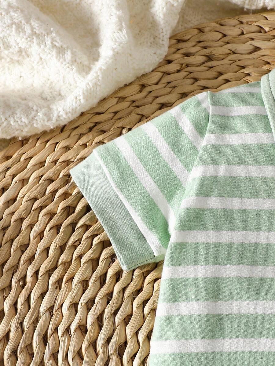2PCS Baby Knitted Jacquard Shirt and Shorts Set for Casual Summer Outings