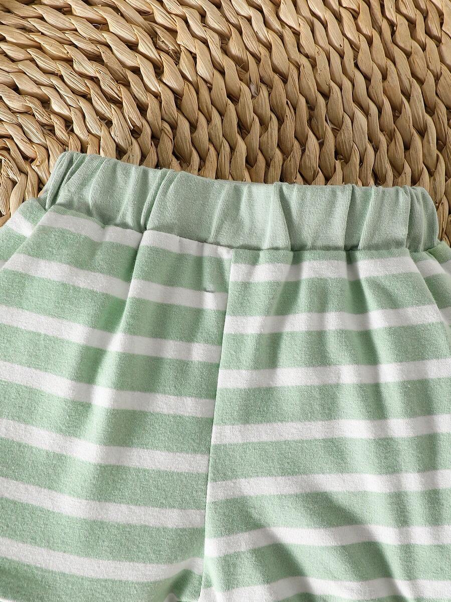 2PCS Baby Knitted Jacquard Shirt and Shorts Set for Casual Summer Outings