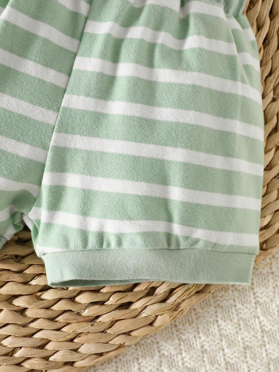 2PCS Baby Knitted Jacquard Shirt and Shorts Set for Casual Summer Outings