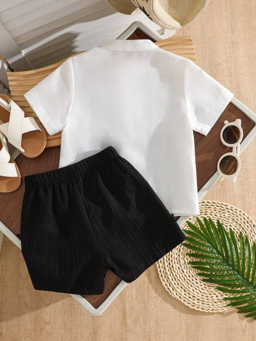 Summer Outing Baby Boy 2-Piece Printed Shirt and Comfortable Shorts Set