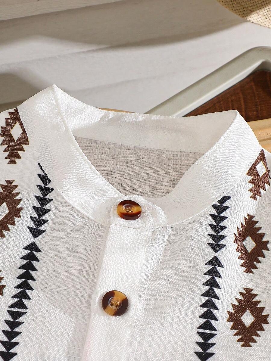 Summer Outing Baby Boy 2-Piece Printed Shirt and Comfortable Shorts Set