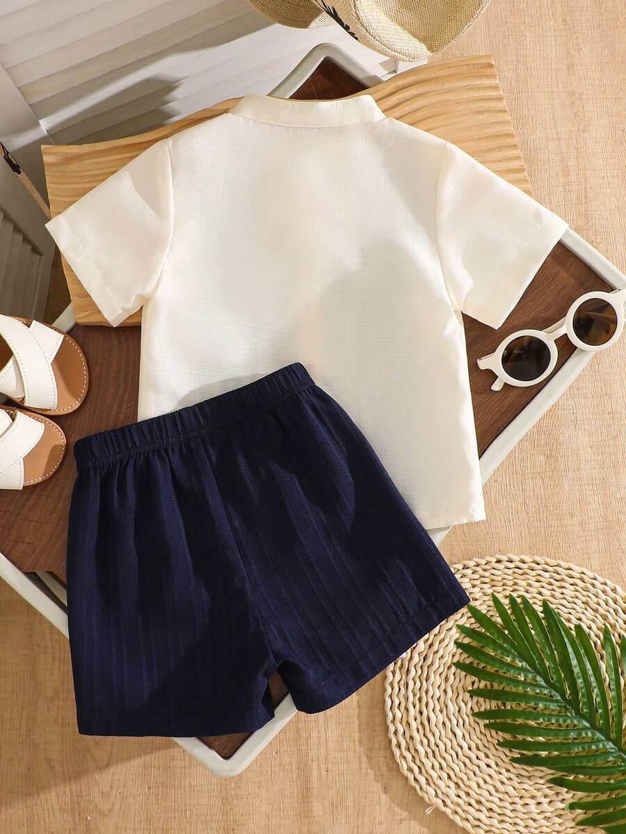 Summer Outing Baby Boy 2-Piece Printed Shirt and Comfortable Shorts Set