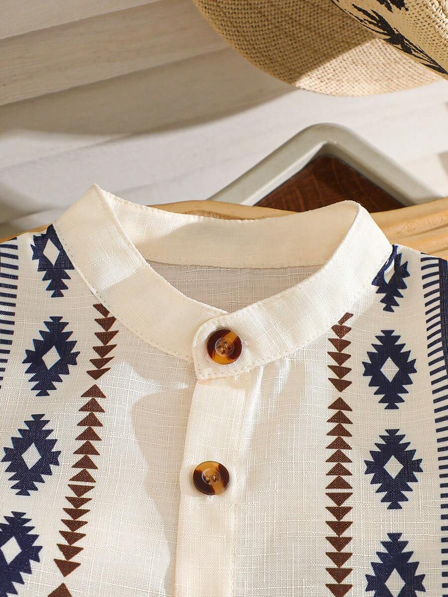 Summer Outing Baby Boy 2-Piece Printed Shirt and Comfortable Shorts Set