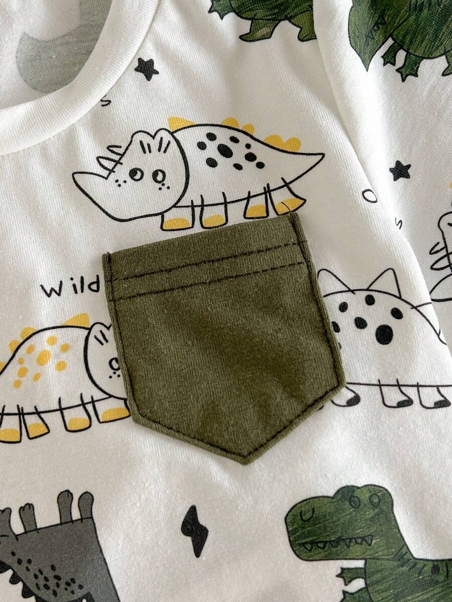 Newborn Boy & Girl Summer Knit Outfit -Cute Cartoon Bear Striped Shirt & Shorts Set