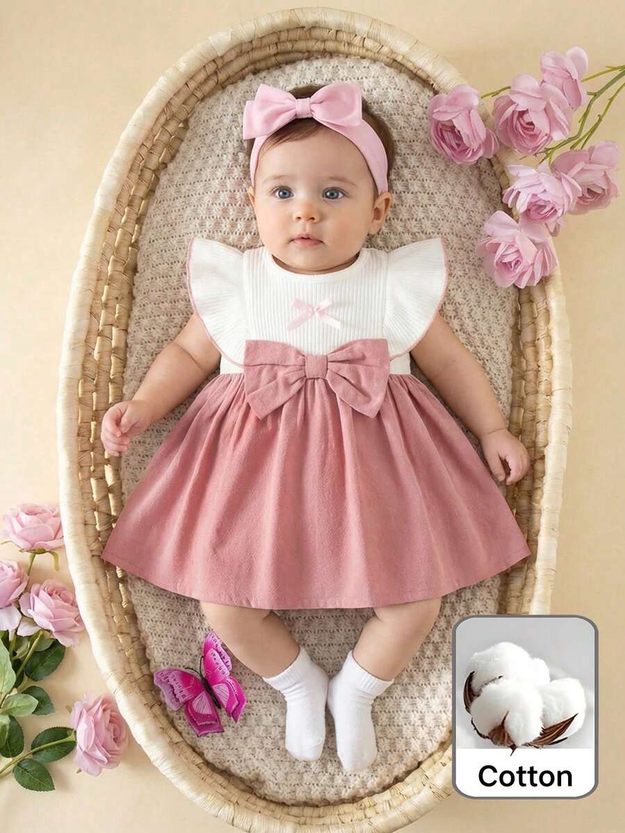 Baby Ditsy Floral Cinched Waist Dress for Cute Spring and Summer Wear