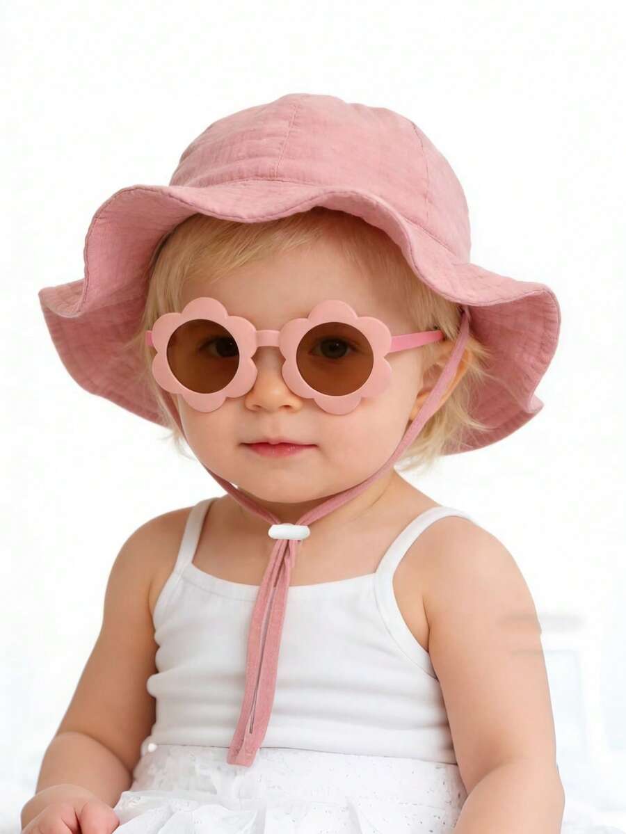 2pcs Set Baby Sun Hat with Glasses for Outdoor Beach Wear