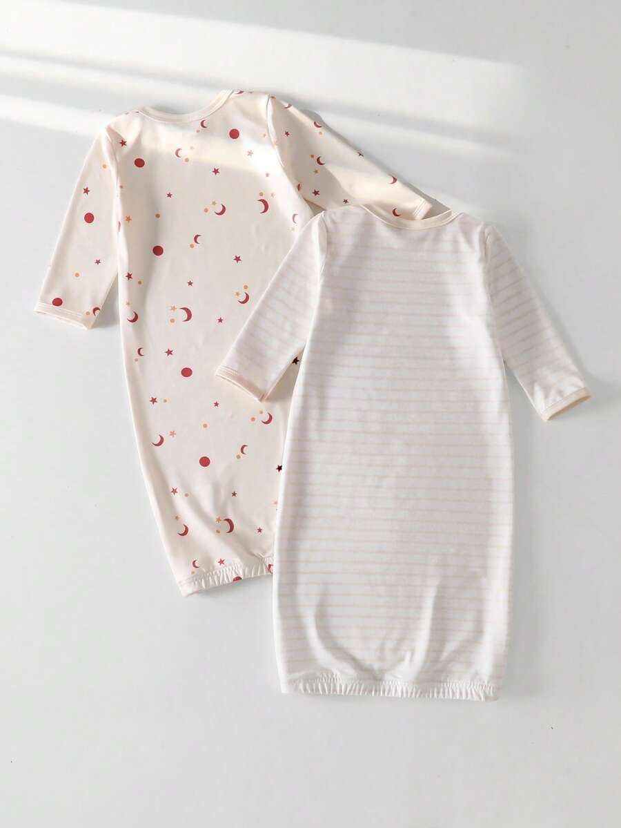 2PCS Baby Star Moon Cloud Print Long Sleeve Pajama Set for Cozy Sleepwear