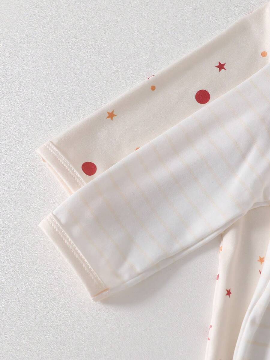2PCS Baby Star Moon Cloud Print Long Sleeve Pajama Set for Cozy Sleepwear