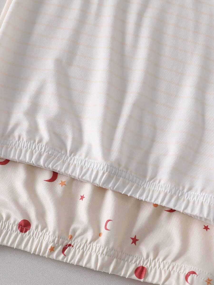2PCS Baby Star Moon Cloud Print Long Sleeve Pajama Set for Cozy Sleepwear