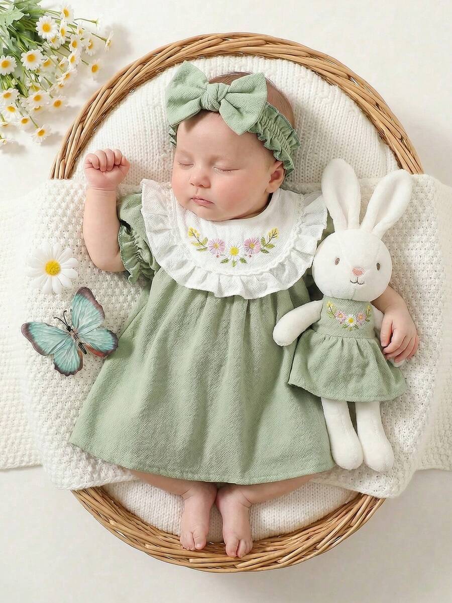 Baby Embroidered Puff Sleeve Dress for Cute Summer Outings and Photoshoots