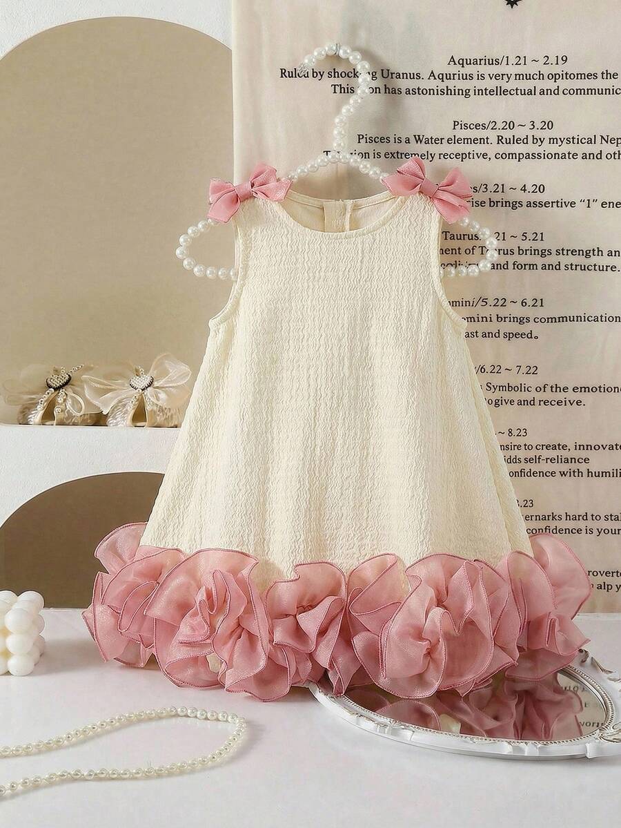 Little Girls Backless Floral Tulle Dress Sweet A Line Princess Party Wear