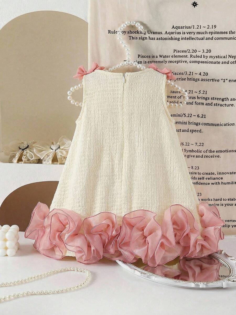 Little Girls Backless Floral Tulle Dress Sweet A Line Princess Party Wear