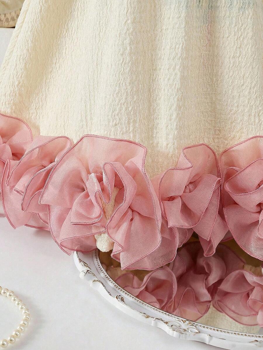 Little Girls Backless Floral Tulle Dress Sweet A Line Princess Party Wear
