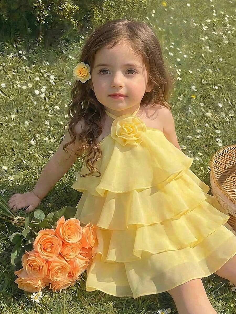 Toddler Girls Sleeveless Floral Sundress With Ruffle Detail Cute Party Wear
