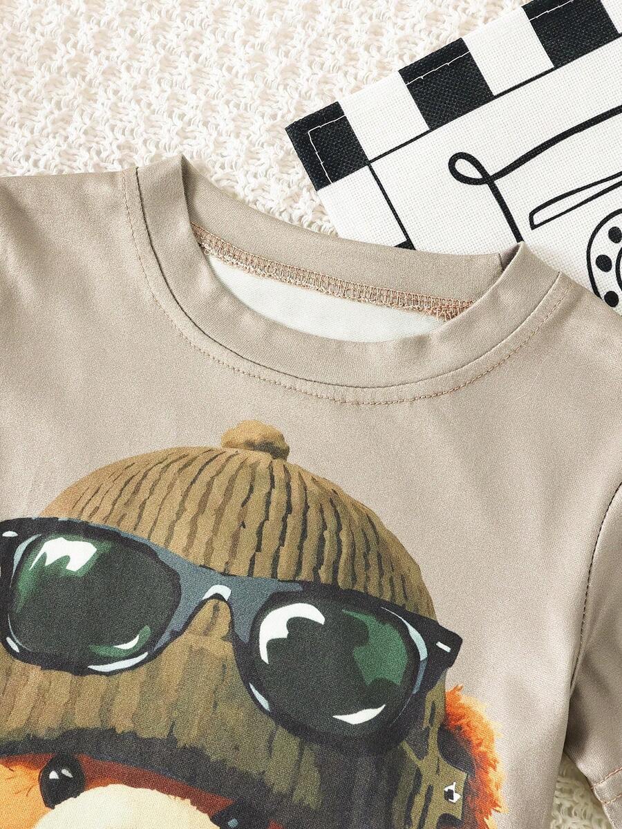 Cute Cartoon Car and Animal Pattern 2pcs Summer Suit for Boys