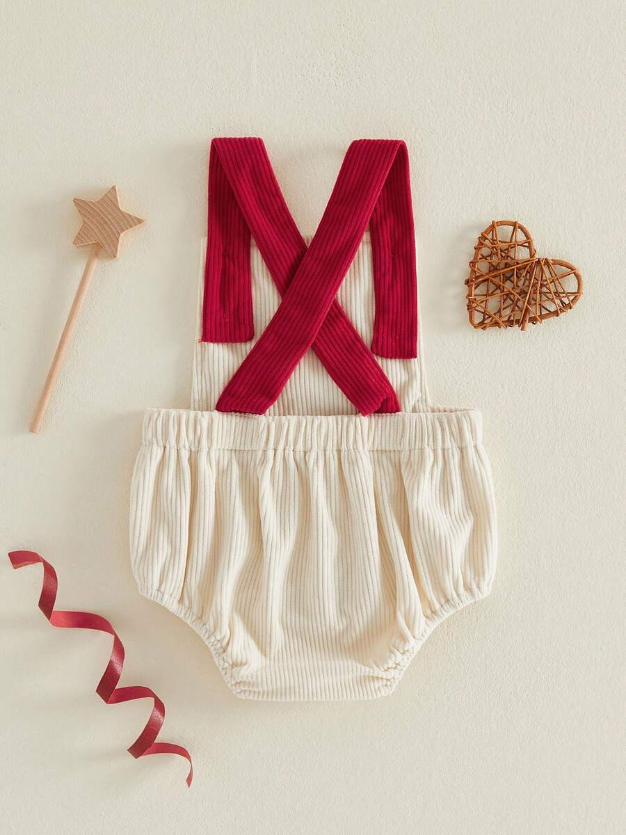 Infant 4th of July Jumpsuit with Flag Embroidery Sleeveless Square Neck Romper