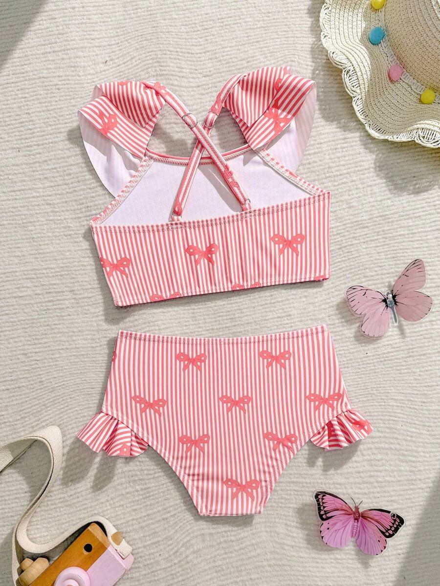 Baby Girls Leopard Print Bikini Set With Ruffle Trim Cute Summer Swimwear
