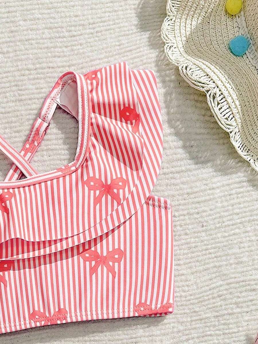 Baby Girls Leopard Print Bikini Set With Ruffle Trim Cute Summer Swimwear