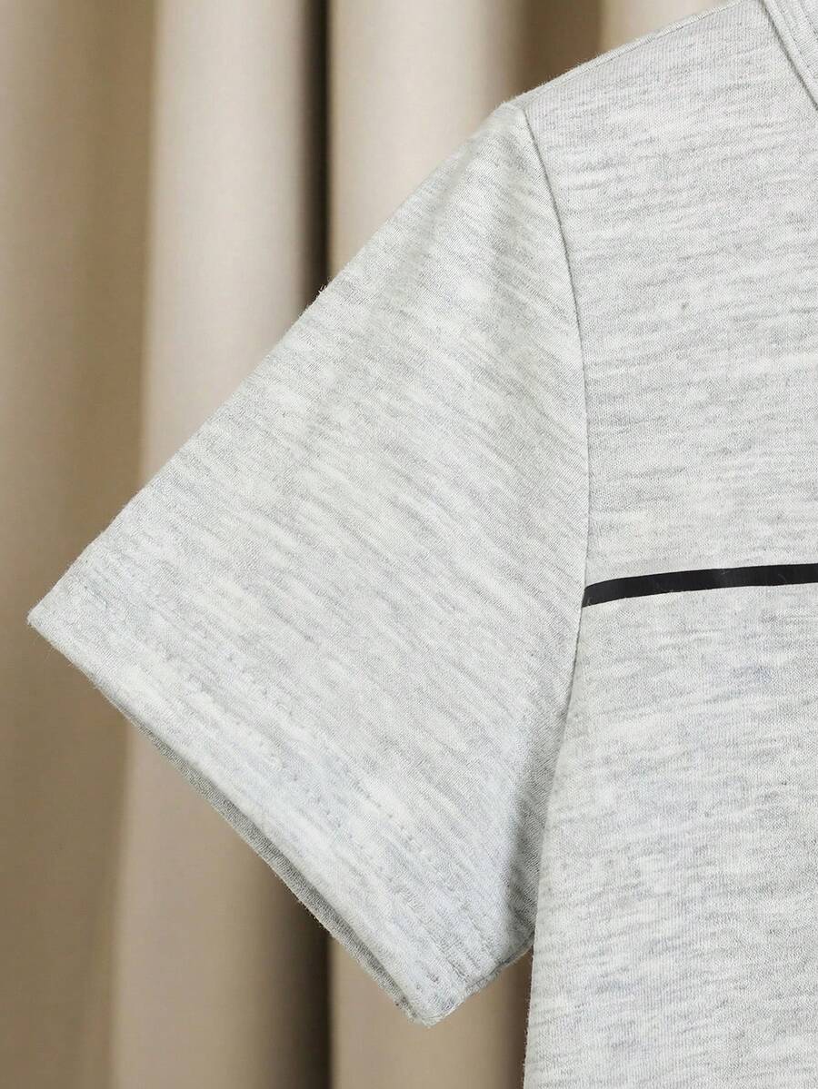 Baby Boy Letter Print T Shirt and Large Pocket Pants 2 Piece Casual Outfit Set for Spring Summer Autumn