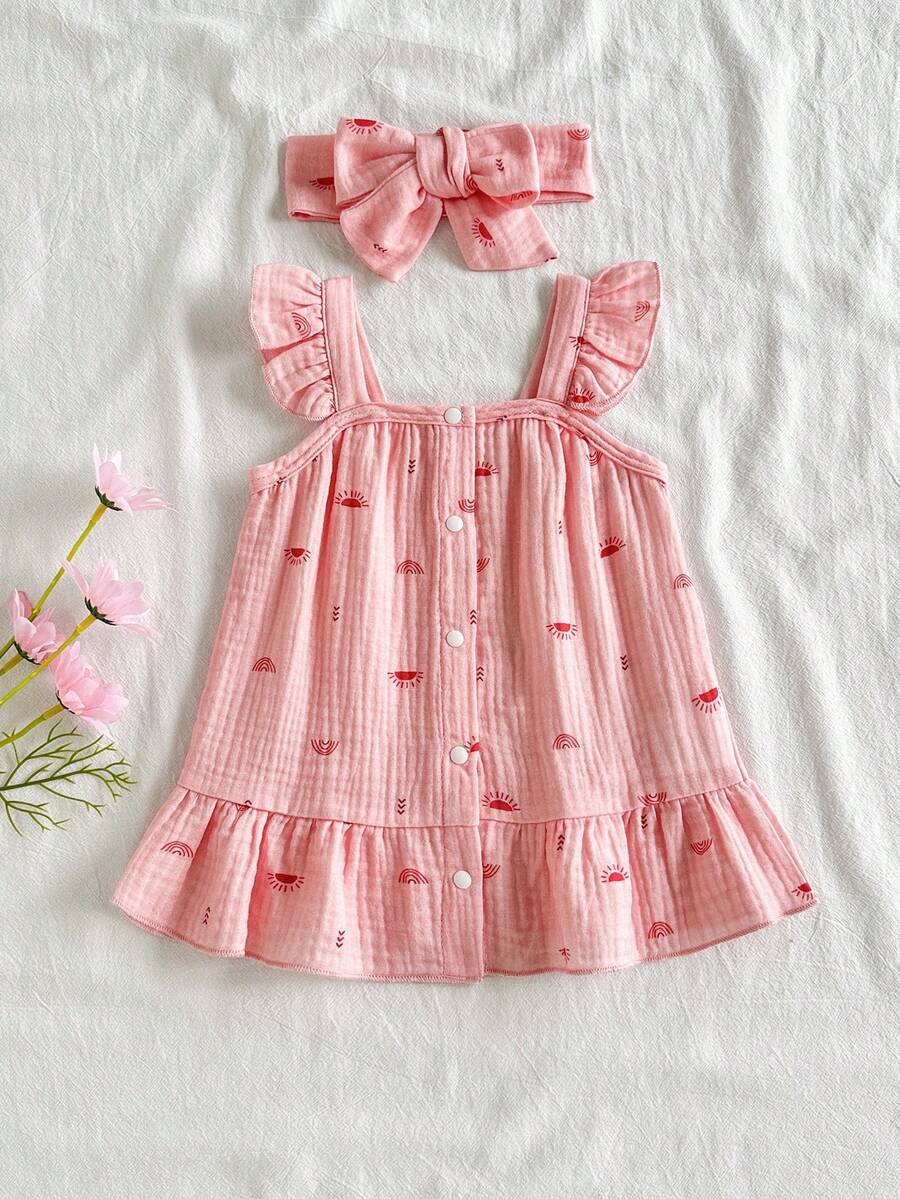 Newborn Girl Casual Chic Dress - Sleeveless Summer Vintage Style