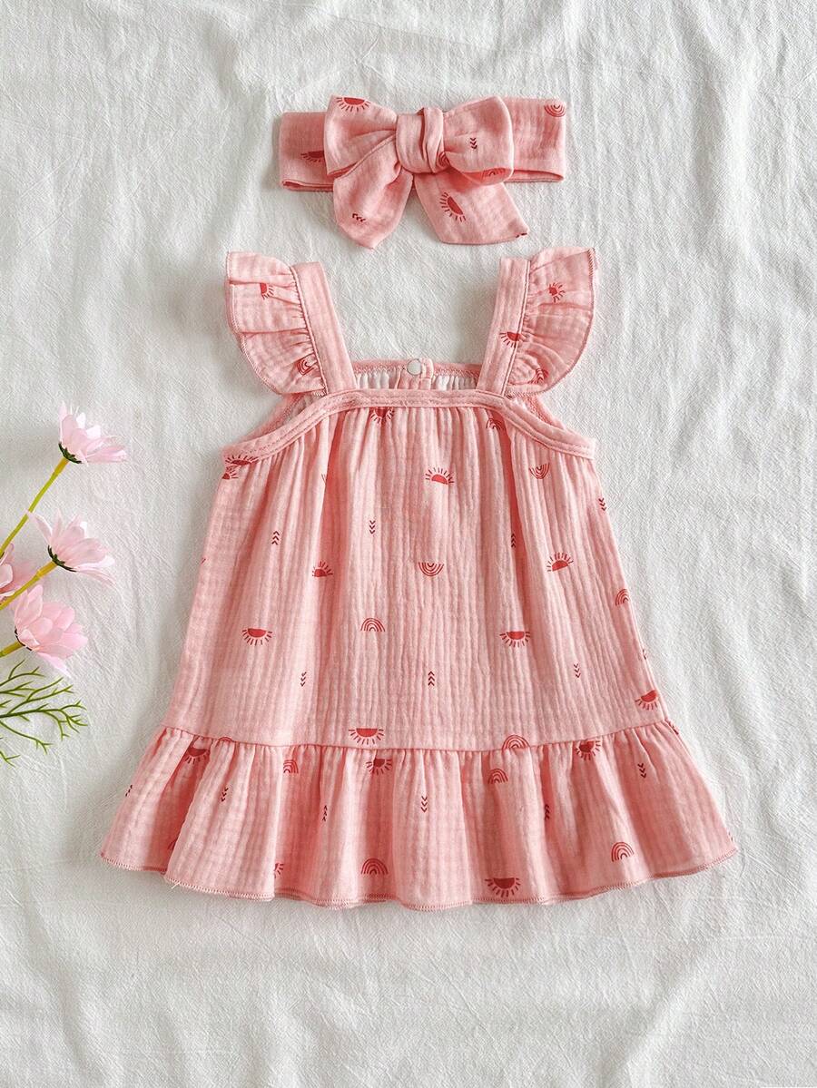 Newborn Girl Casual Chic Dress - Sleeveless Summer Vintage Style